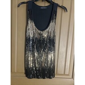Christine Gerard Vintage Tank with Sequins Short Sleeve Women's